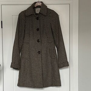 Urban Behaviour Brown, Green and Cream Textured Print Trench Style Coat